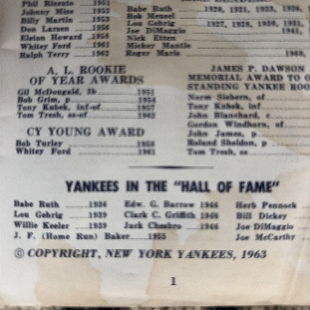 1963 New York Yankees Press TV Radio Guide Media Handbook MLB Mickey Mantle Era - Picture 5 of 9